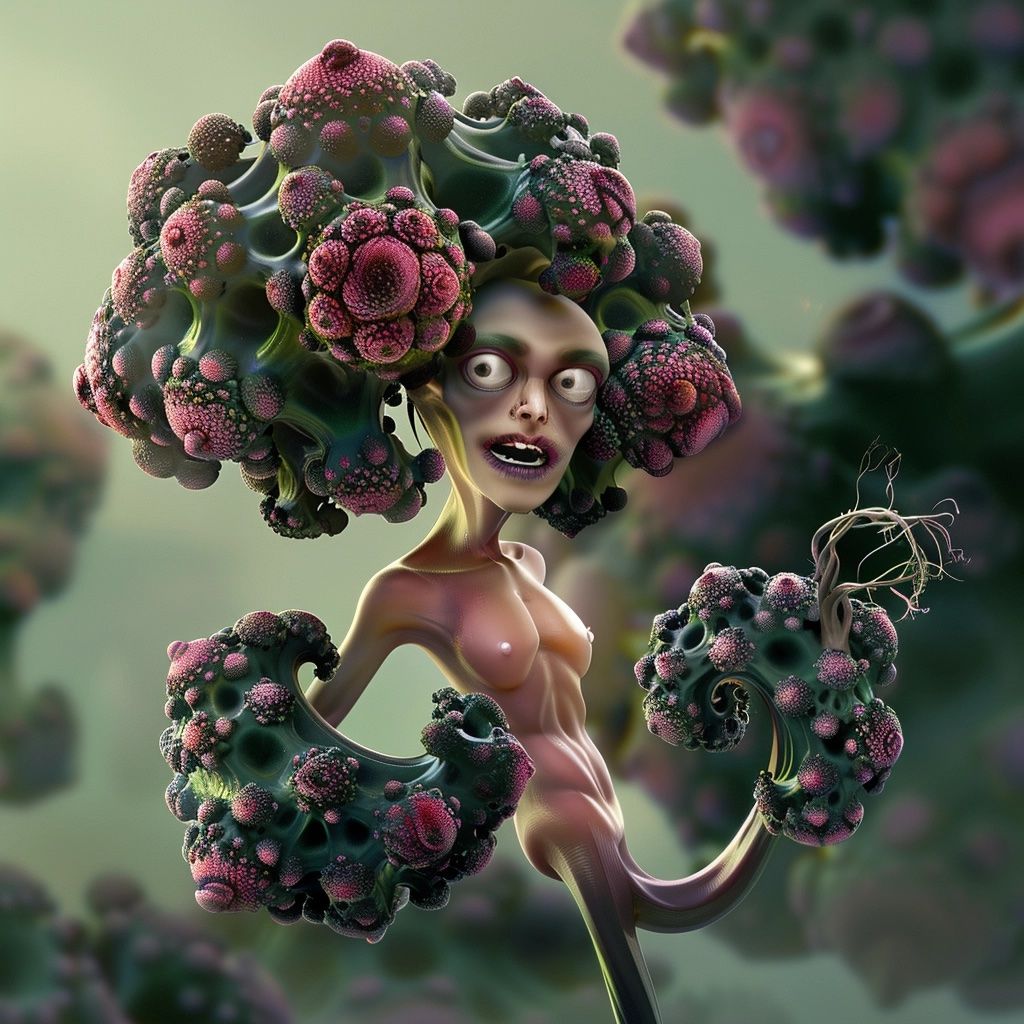 Alien creature with fractal florets for appendages