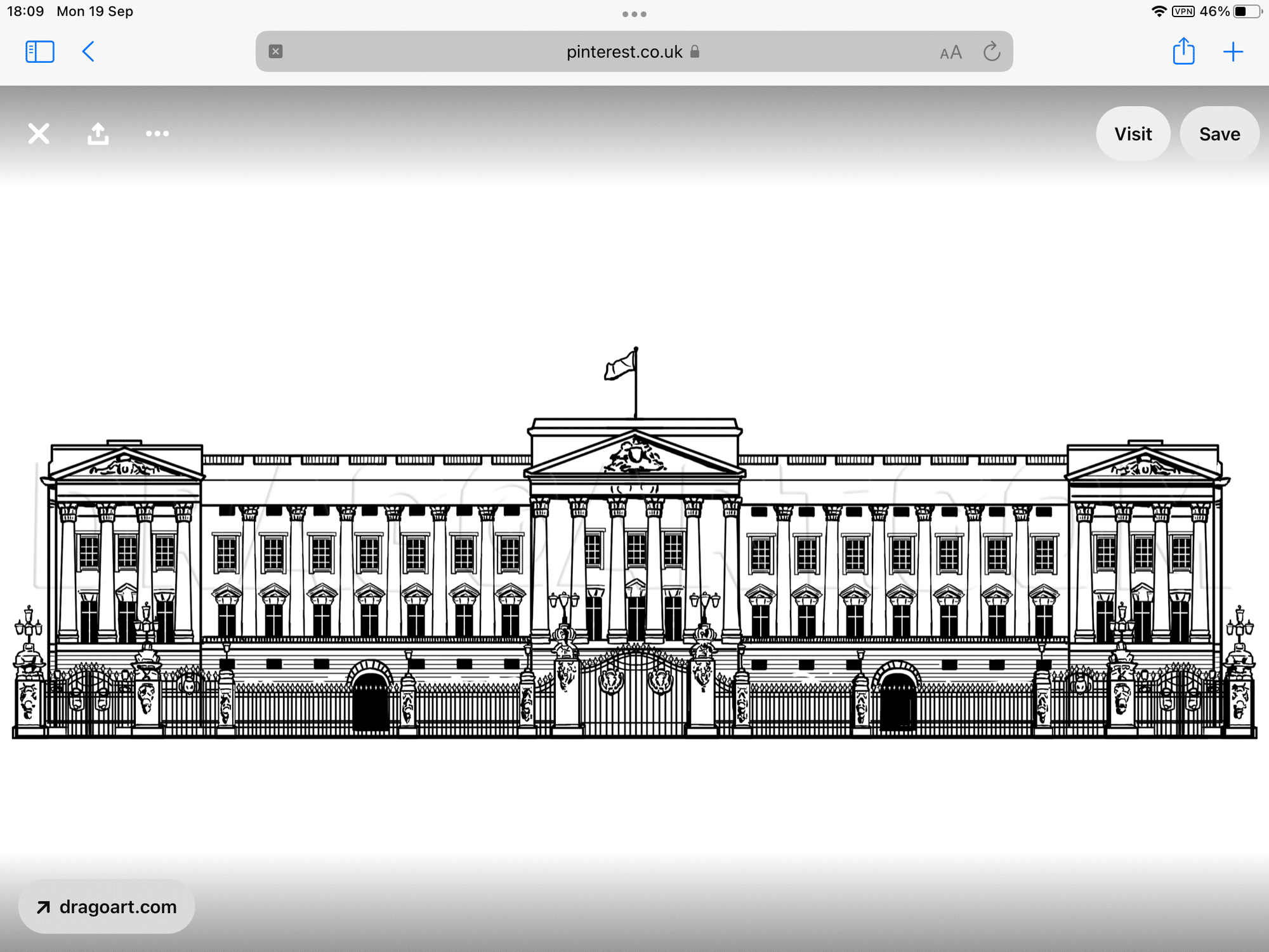 Buckingham palace in style of a baroque painting