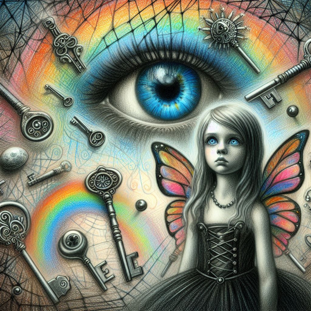 <lora:Gothic Glam 3:1.0> Hyperrealistic portrait of a beautiful woman wearing intricately detailed colorful clothing and futuristic jeweller...