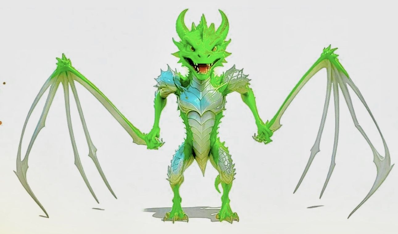 Concept art. A majestic dragon with intricate cybernetic scales, enhancements and glowing a bright light blue, ethereal wings soars through ...