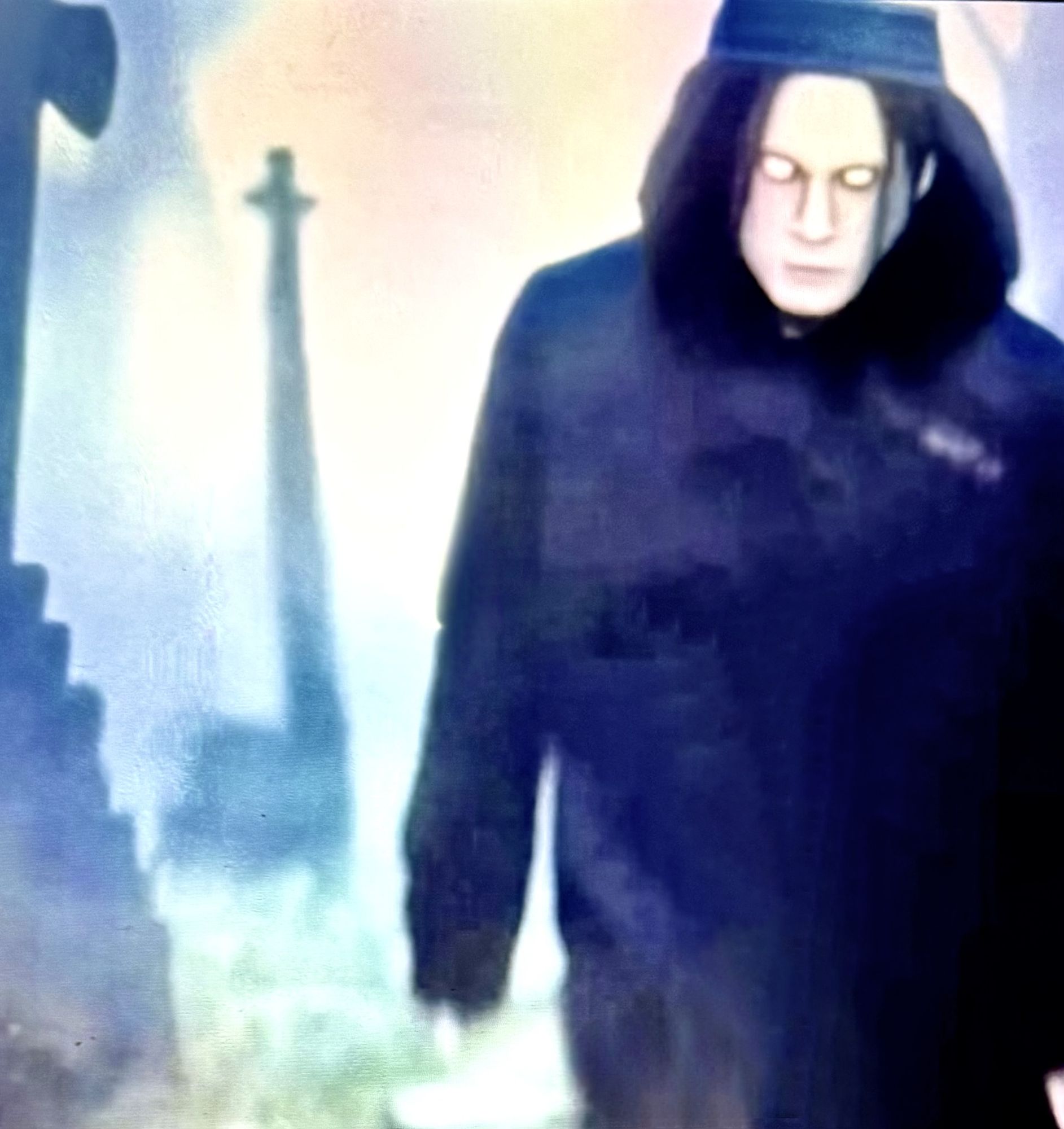 Looks real, a demon is in hell. A black clocked  demon is speaking slowly “the lord is my shepard, i shall not want”