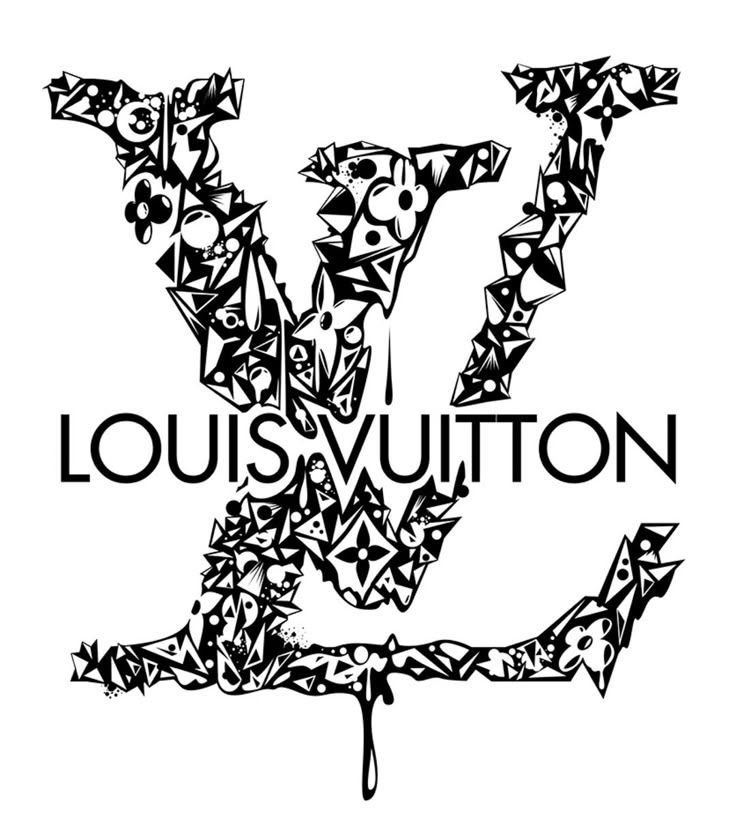 Create an intricate and artistic design for the 'LV' logo in the style of Louis Vuitton, using geometric shapes like triangles, diamonds, an...