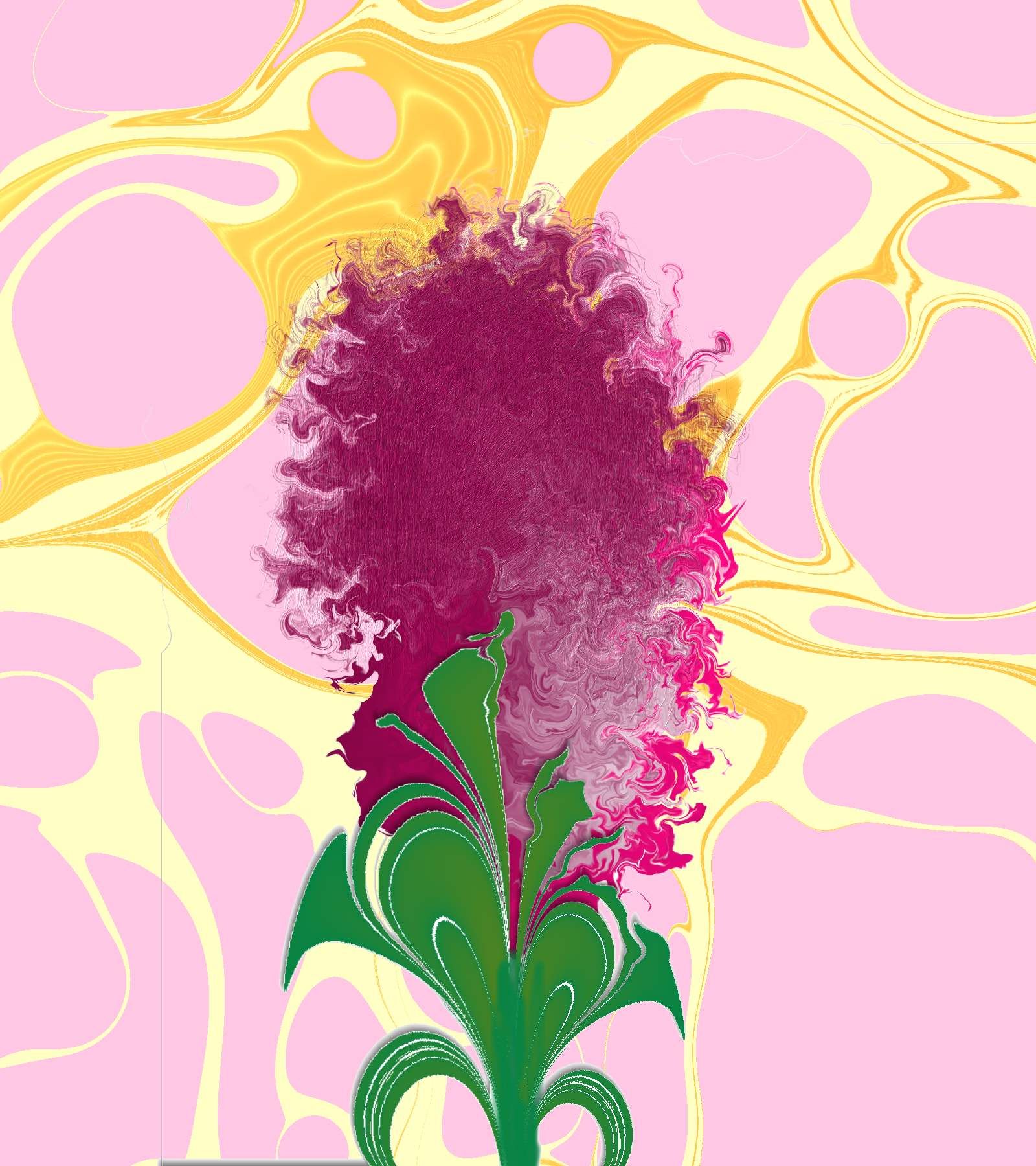  cloves on the marbling abstract vector fractal, wave function, Zentangle, 3d shading