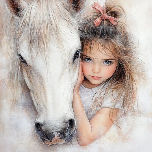Little girl and horse