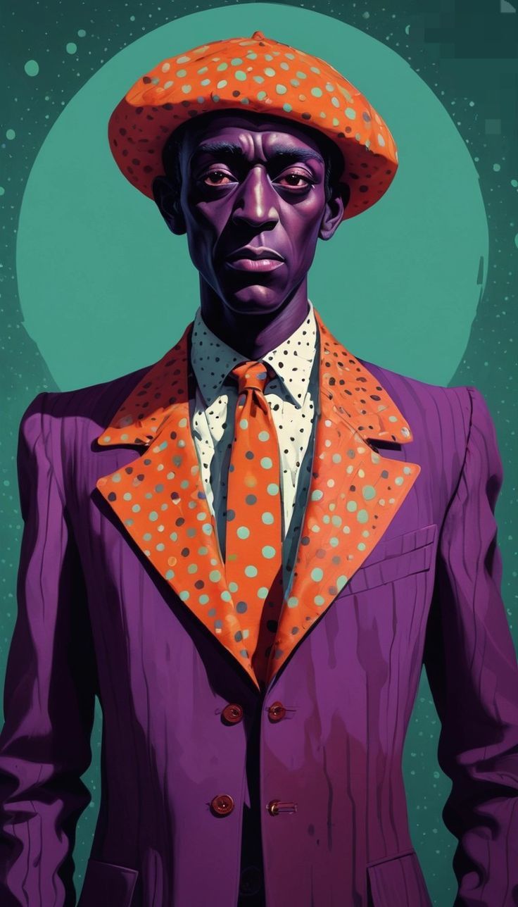 lonely man in an orange raincoat and hat