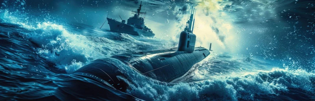 SUBMARINE, WAR, intricate details, HDR, beautifully shot, hyperrealistic, sharp focus, 64 megapixels, perfect composition, high contrast, ci...