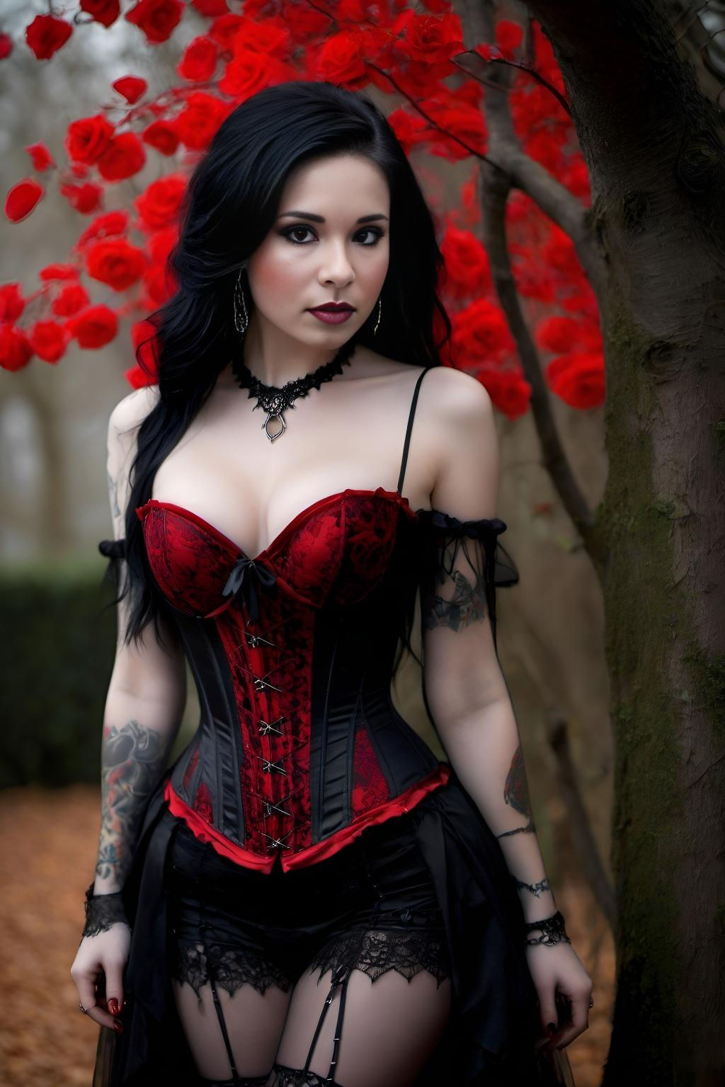 A beautifully detailed woman with long black hair