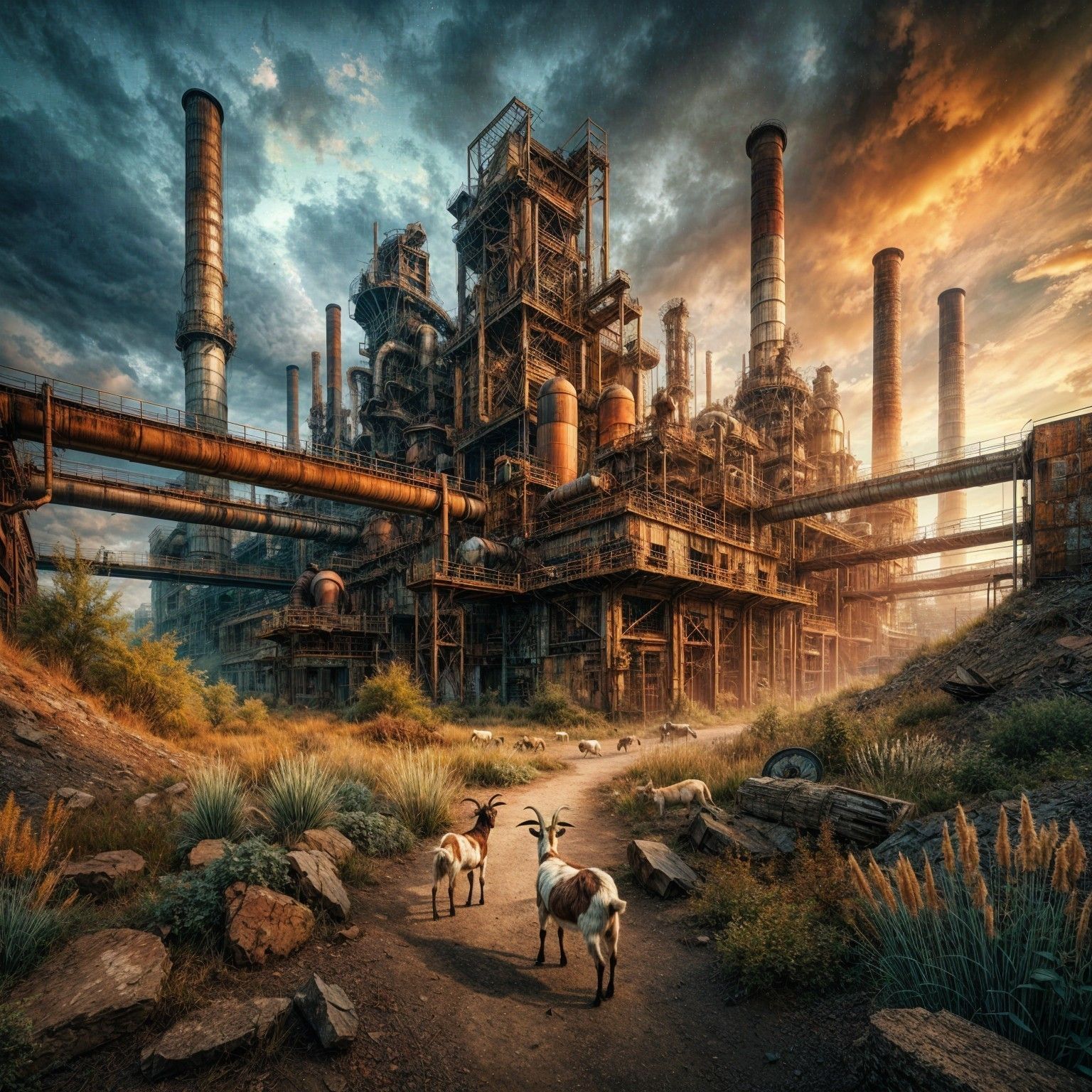 Digital painting. Wide shot. A lone, cloaked figure stands before a colossal, bioluminescent tree in a desolate alien landscape. The tree's ...