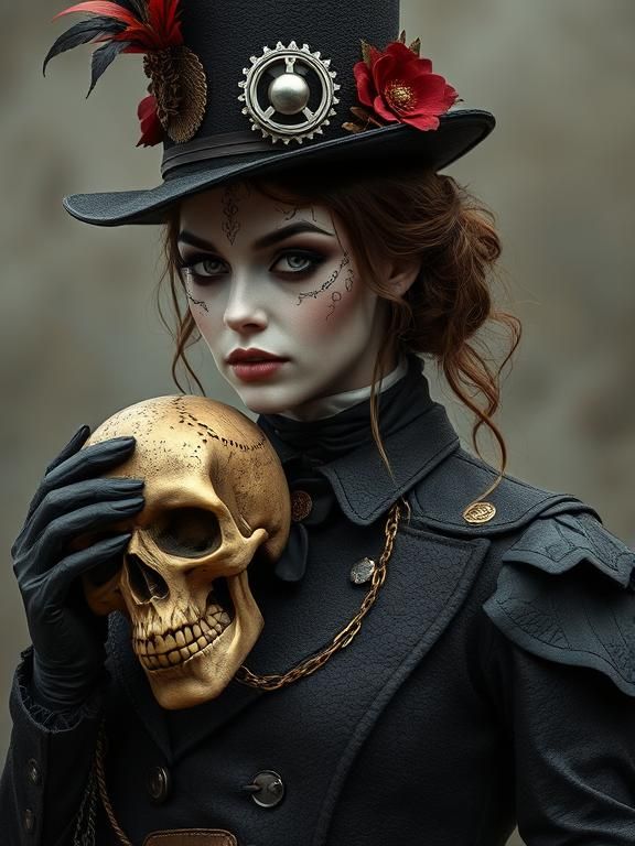 steampunk with skull and raven doctor
