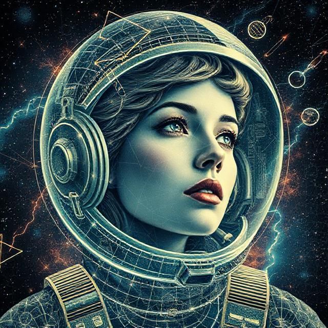 An intricate semi-symmetrical interconnecting and overlapping mesh of long-chain molecule chemical structures, fractal quantum schematics, o...