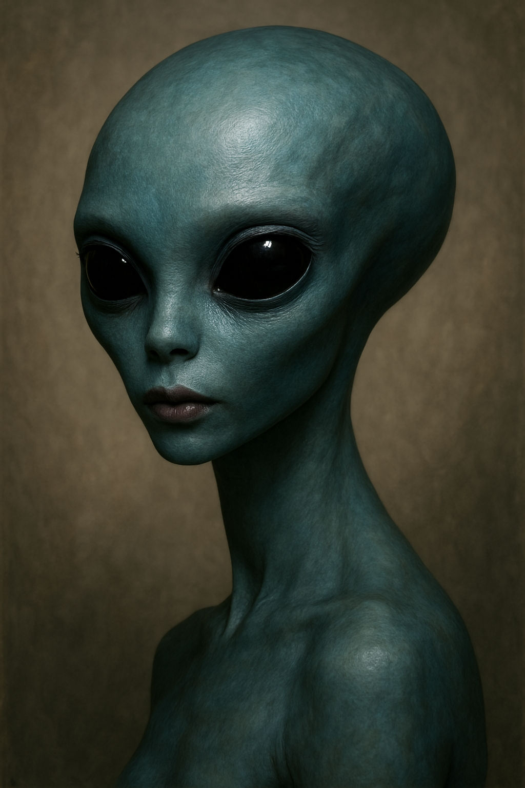 Photographic realistic Surreales schulter Porträt eines weiblichen Humanoiden Aliens