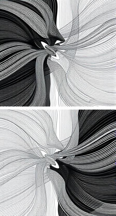 Create two separate abstract compositions using only line bands of 5mm, 10mm, or 20mm width and either 50mm or 100mm in length. Each composi...