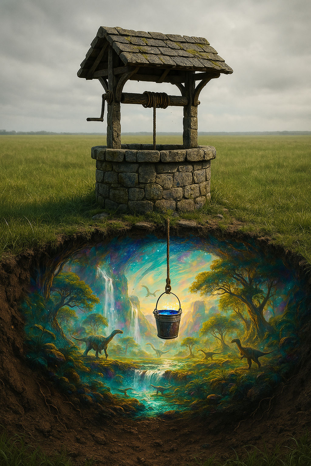 Photographic<lora:PandoraBox:1.0> <lora:Fantasy Ink Flux:1.0> <lora:mystic flux:1.0> <lora:Abstract Reality:1.0> We have a grassy field scen...