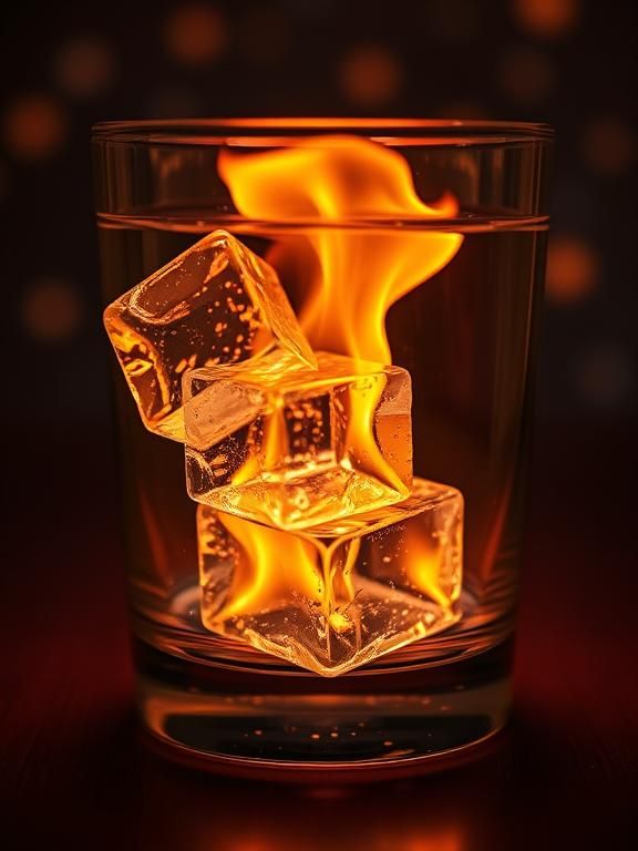 ice cube and a fire cube