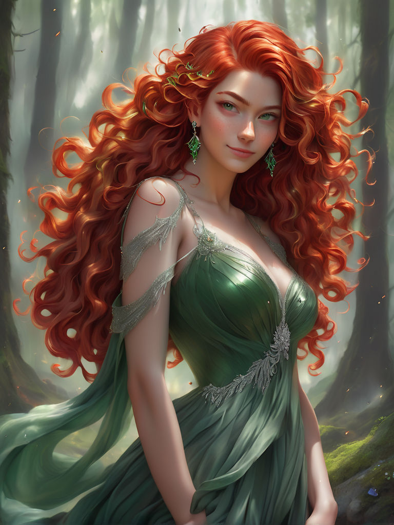 A delicate fairy reclines on a velvet sofa, surrounded by bioluminescent mushrooms and lush moss. The artwork combines hyper-realistic detai...