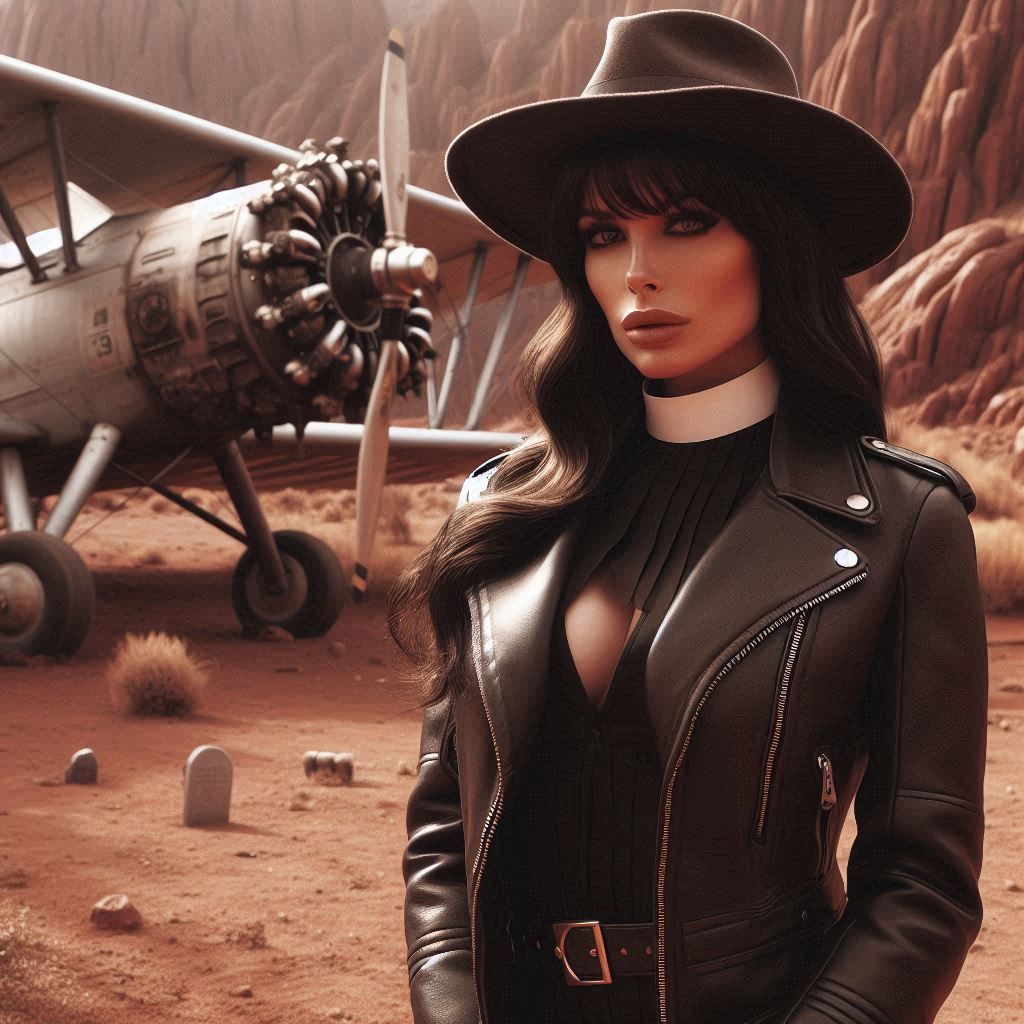 Bettie Page in "Gunslinger Pilot"
