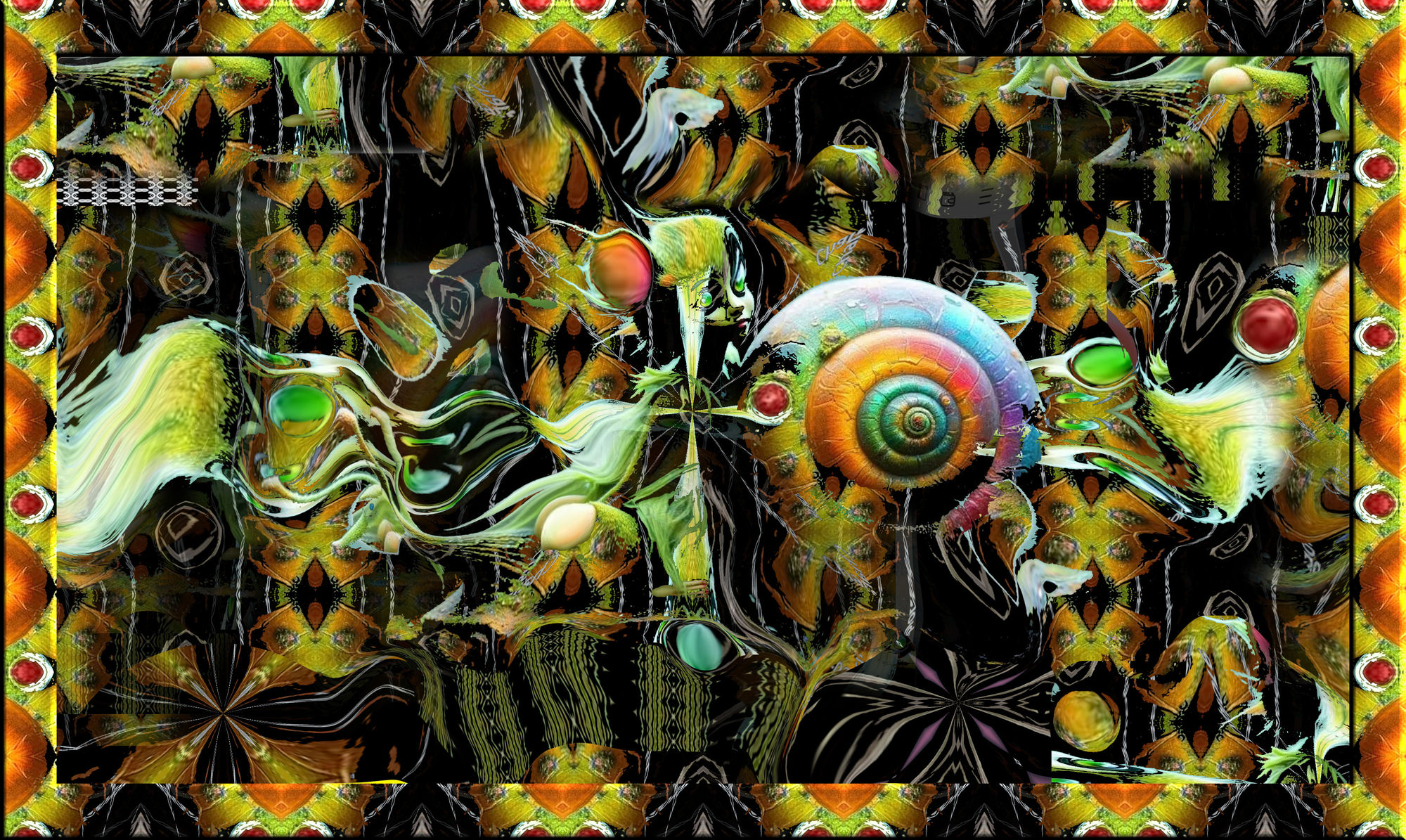 <lora:Beauty Mimosa:1.0> <lora:Fantasy Ink Flux:1.0> open energy fields with a space shell big magic inner vision heart throbs 