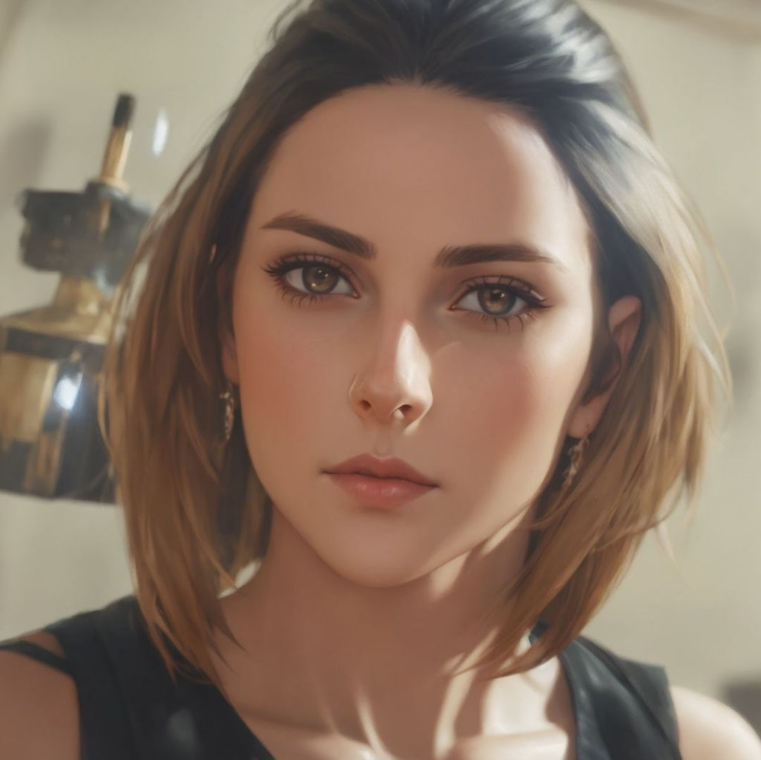 Police woman, twins. Standing beside Gord Mustang on the beach. Very beautiful and grwat graphics. graffiti art, splash art, street art, spr...