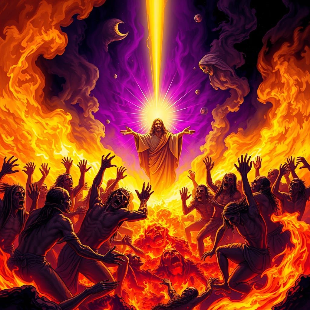 Wicked Sinners Being Thrown Into The Lake Of Fire