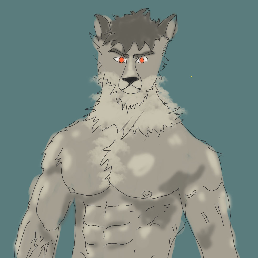 anthro, male, wolf, gym, sitting at bench, smile, furry, {gym}, {{flexing}}, window, cityscape, inside, grey fur, cinematic angle, detailed...