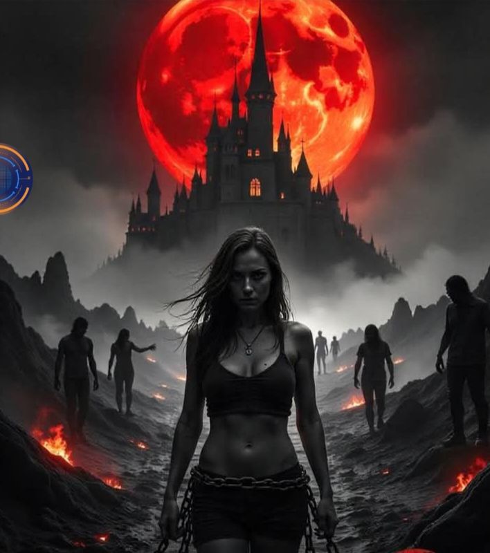 <lora:Rococo-Horrorcore II:1.0> A stranded girl in a dungeon fallen angels following her in a blazing fire 