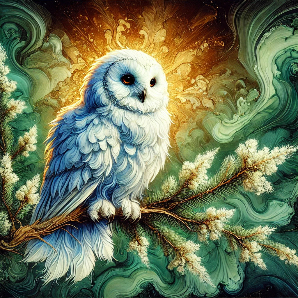 Alcohol ink Royal white owl