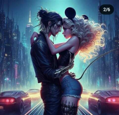 Bratz Dolls style, this exact same guy and girl, same pose, porcelain doll faces, 