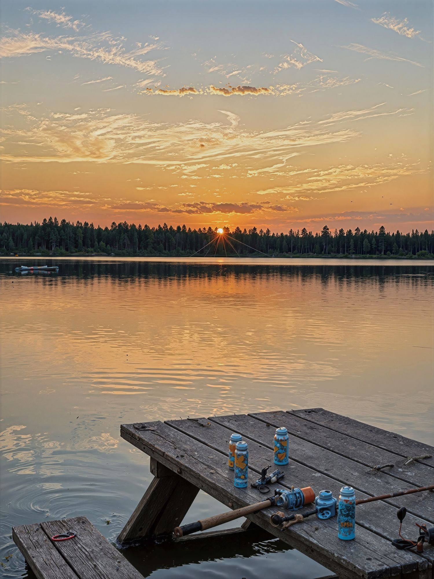 magic sunset at a small Swedish lake. fairycore