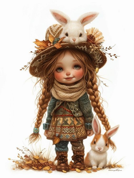 une petite fille aux cheveux roux et avec des taches de rousseurs, elle a les yeux verts et des champignons dans ses cheveux, elle a dans se...