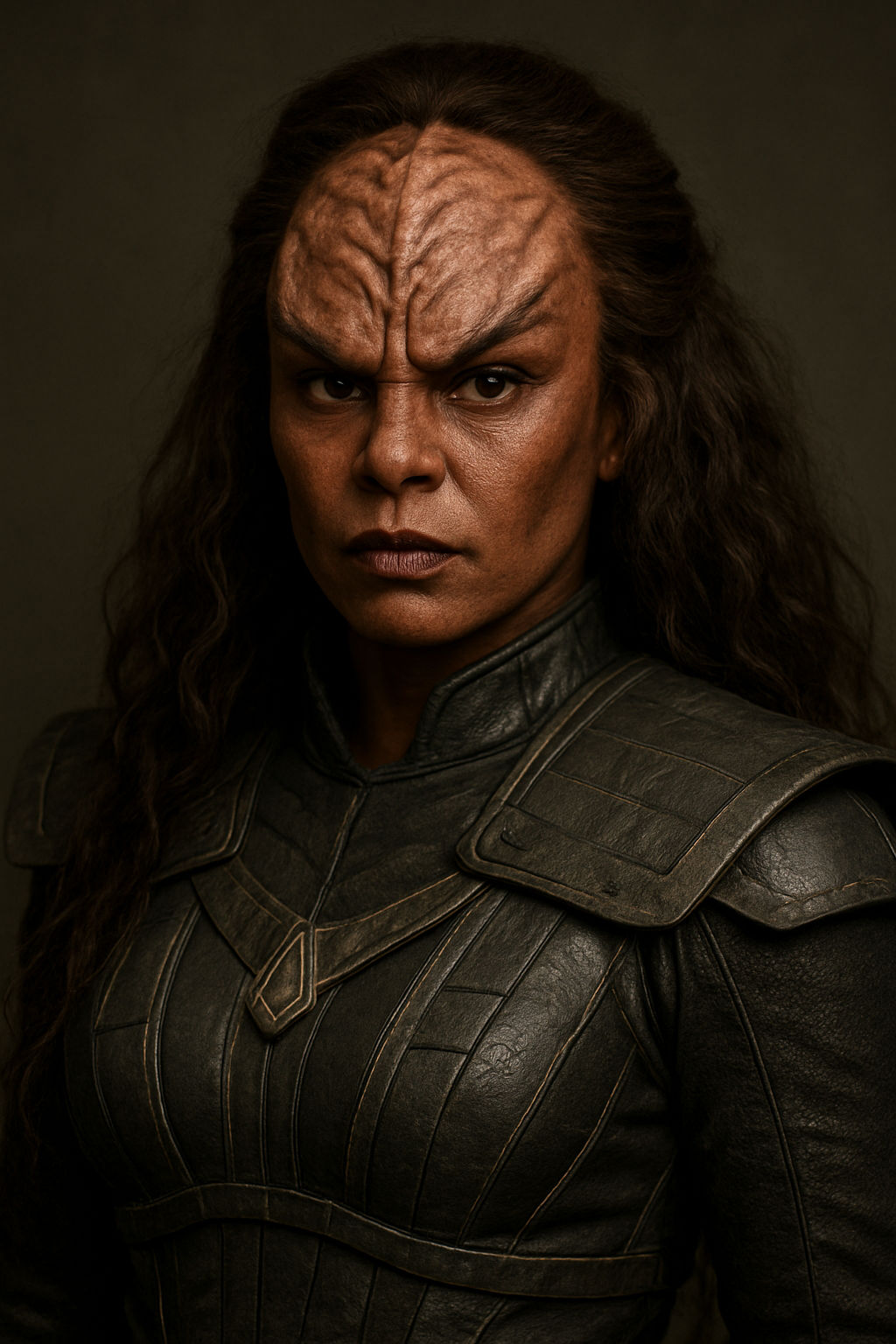 An attractive Female, sitting at a bar on a space station