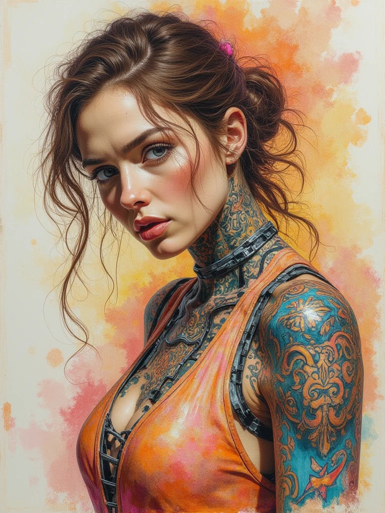 Realistic colored pencil drawing by Jean-Auguste-Dominique Ingres, intricate details, soft lighting, delicate shading, vibrant colors. camer...