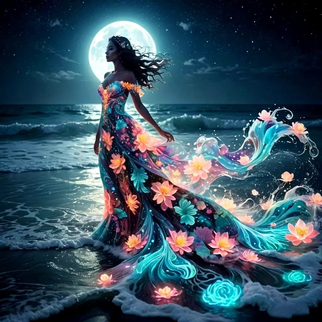 Siren in the waterfalls, 64 megapixels, perfect composition, high contrast, cinematic, atmospheric, moody detailed matte painting, deep colo...