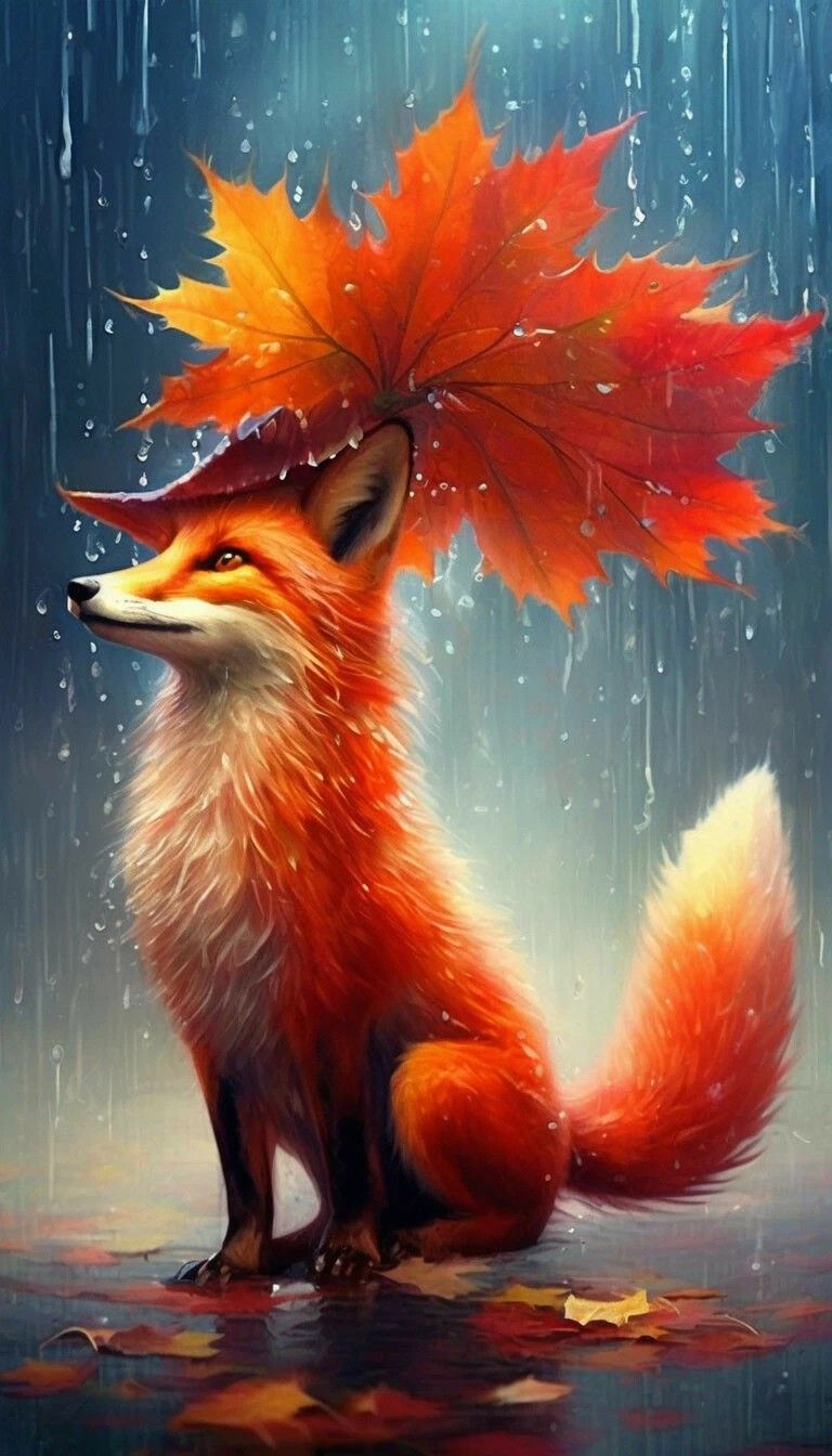 a hat made of leaves
A fox is dancing in the rain!
Red Autumn.

multicolored,
hyperdetalization, high resolution, frame depth, beautiful, do...