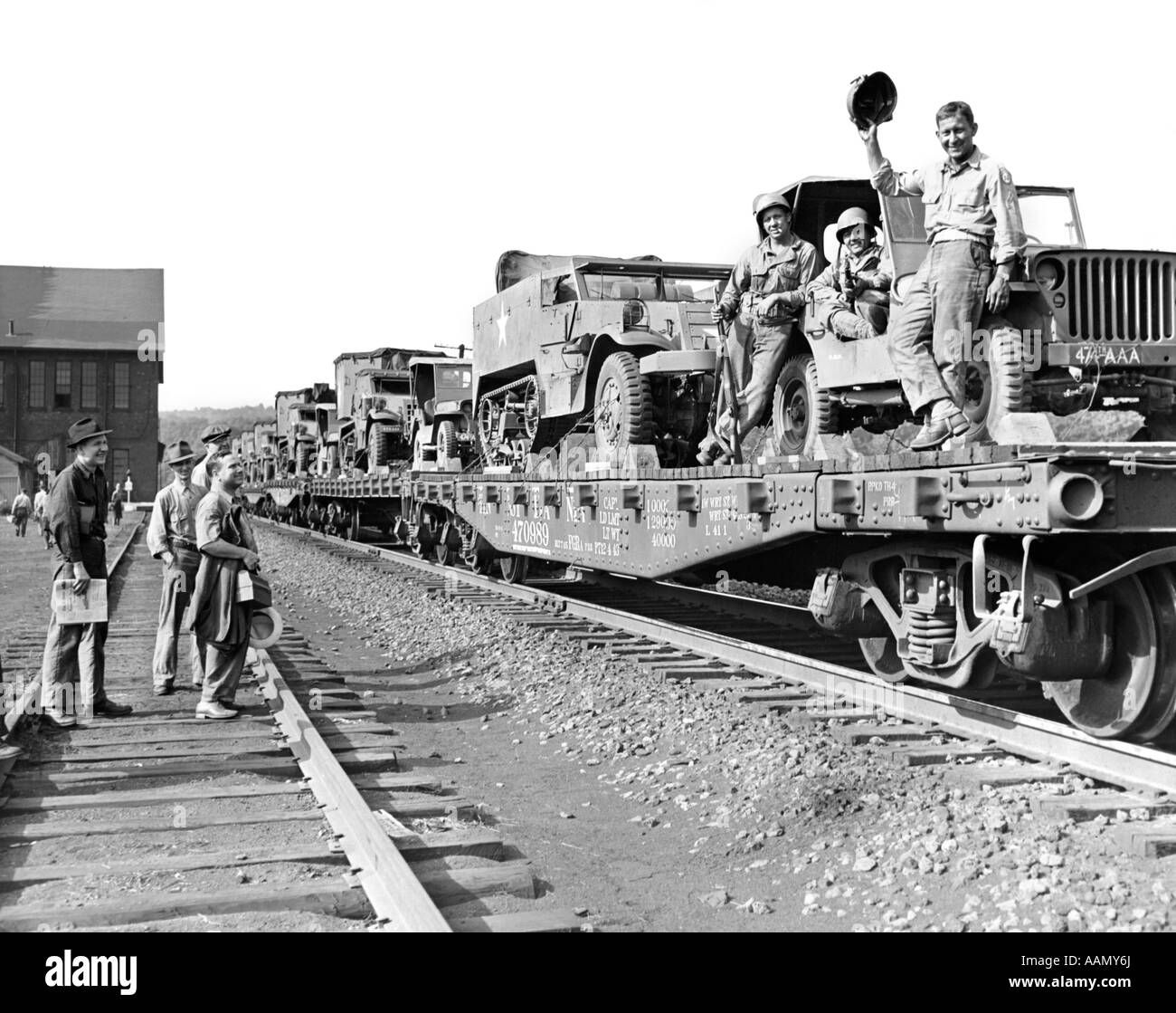 allied troops take train to the front line in 1944