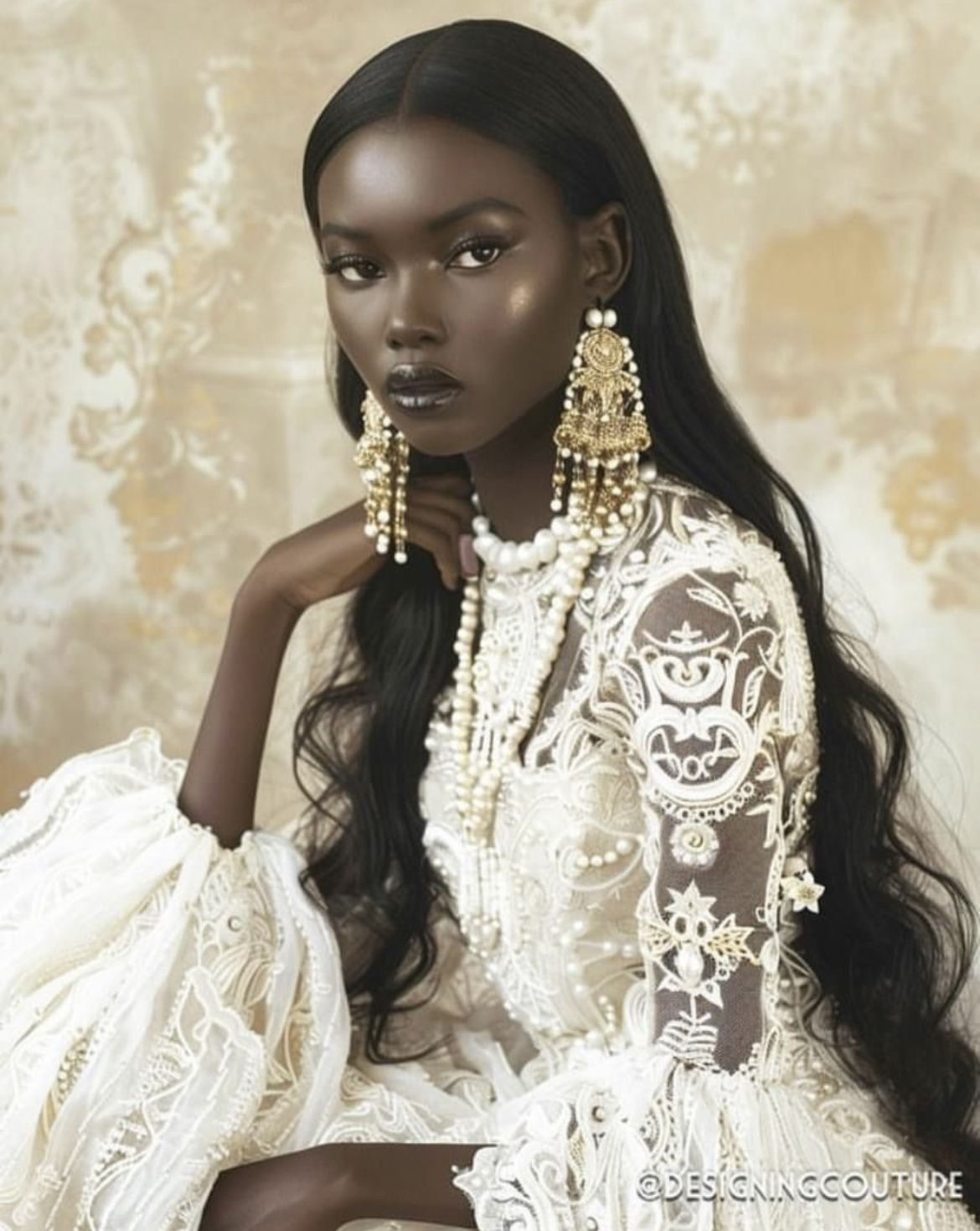 extravagant tanzanien princess, peaceful aura, beautiful dress, super model face, ethereal dark skin, green eyes, Cinematic film still, shot...