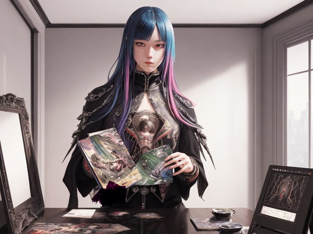 A girl in a space costume standing in front of the refrigerator