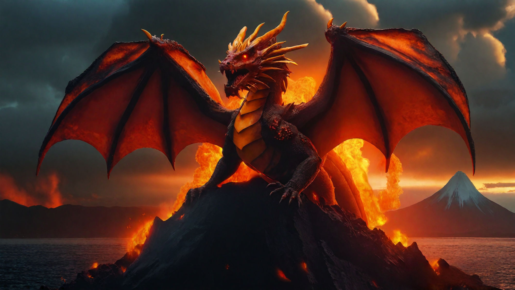 A Dragon on Top of a Volcano