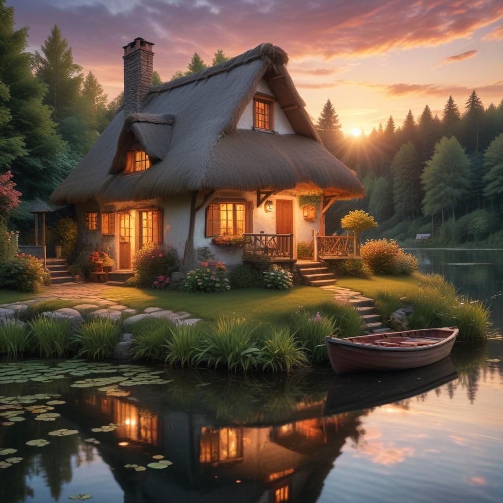 A Cozy Cottage in a Forested Lake Setting