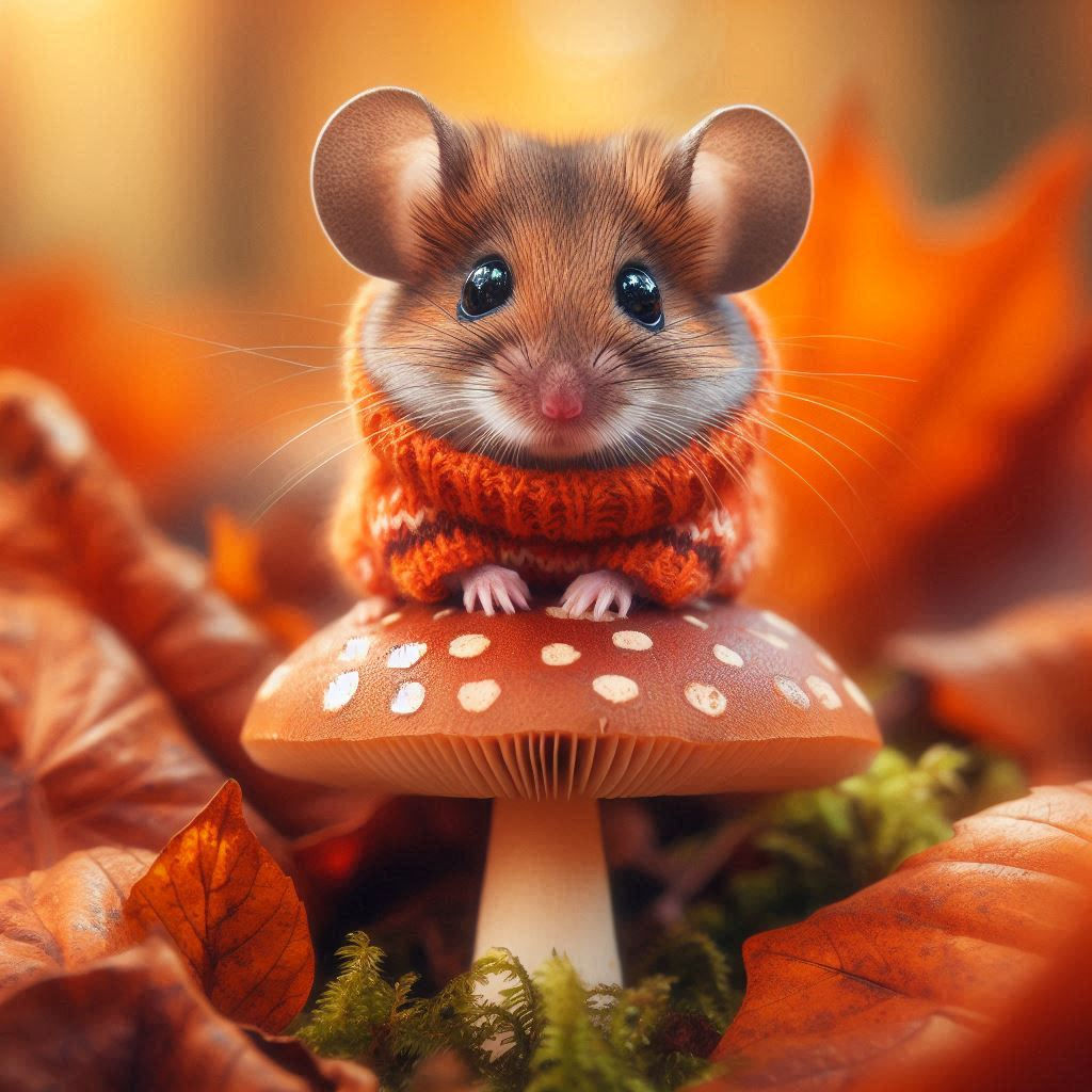 Cute Mouse in a Cozy Orange Sweater