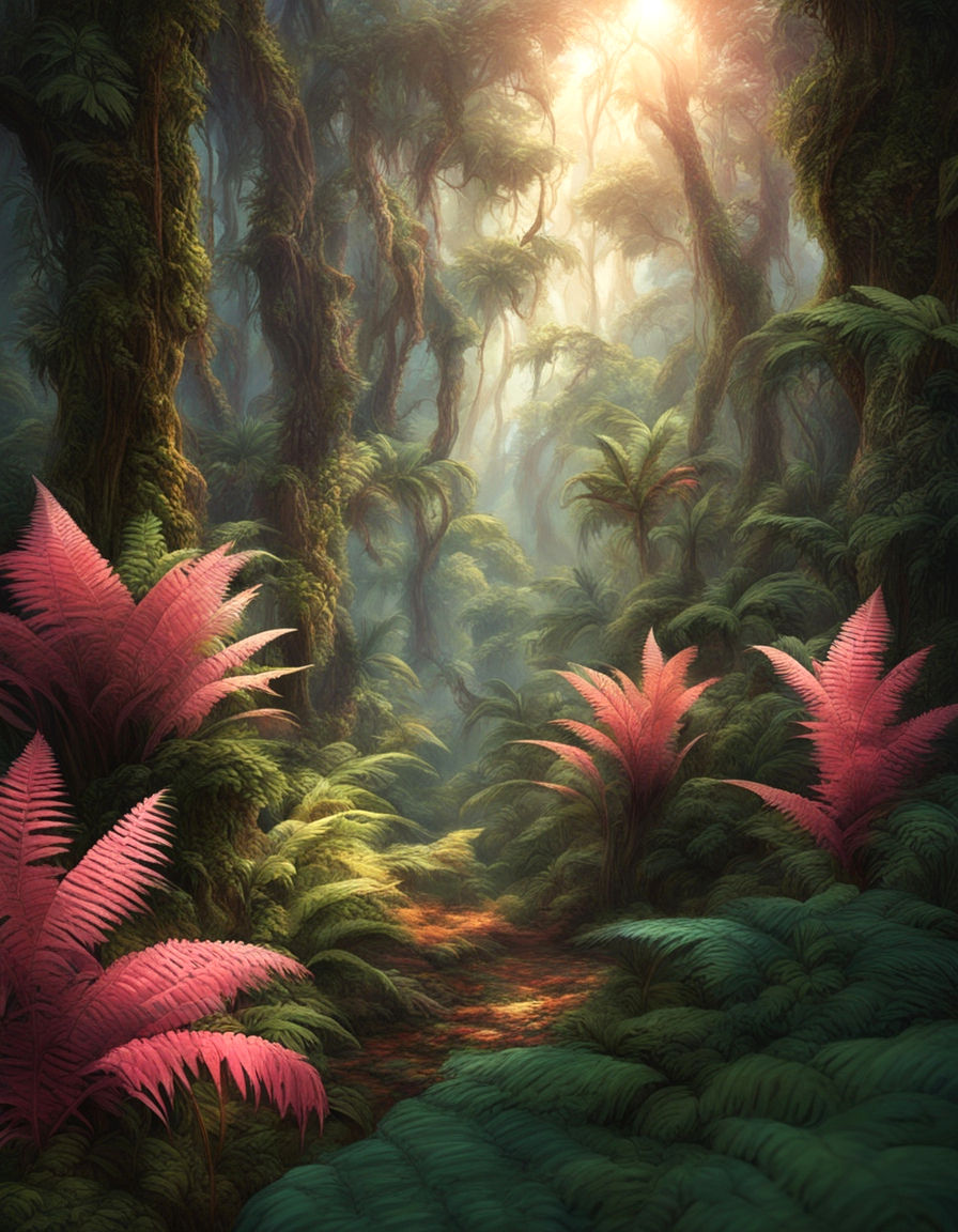 Brazilian Rainforest, Rerns, Vines and Bromeliads...