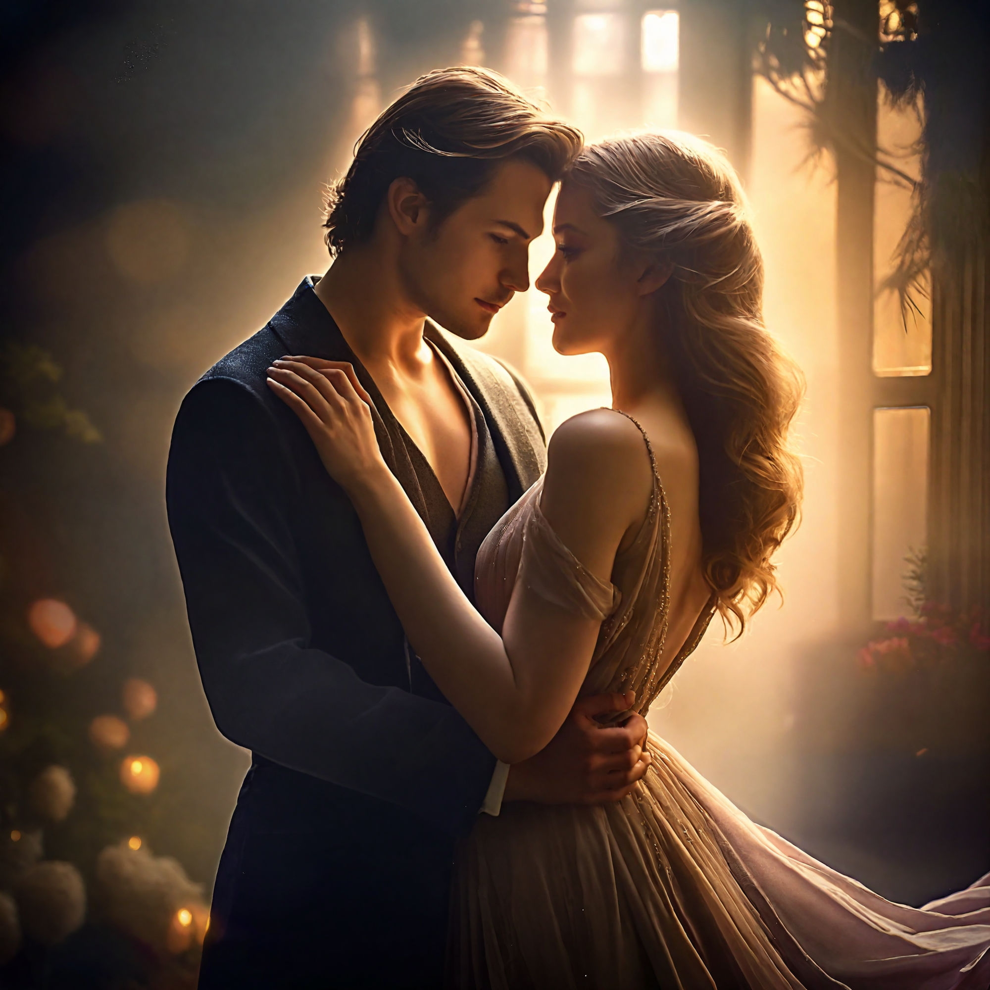 A Romantic Couple Share a Tender Moment