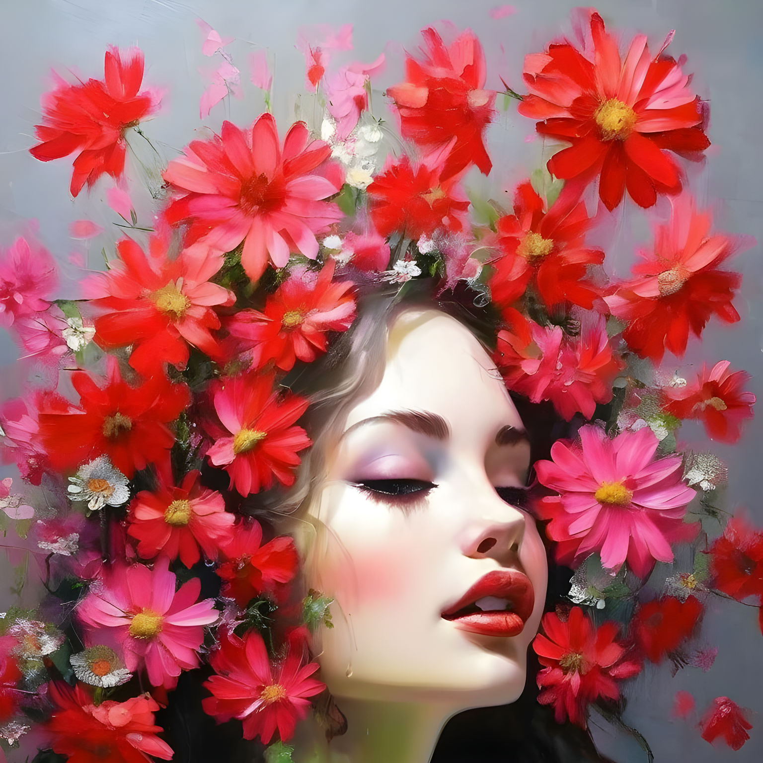 A Woman With Red Hair Wearing a Crown of Flowers