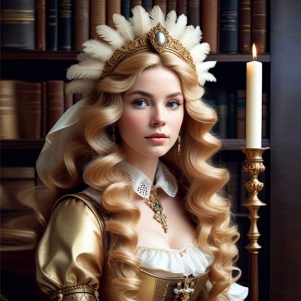 Enchanted Renaissance Scholar with Golden Locks