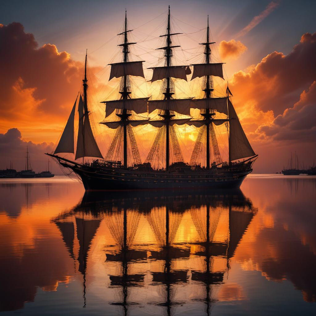 Sailing Ship in a Sunset