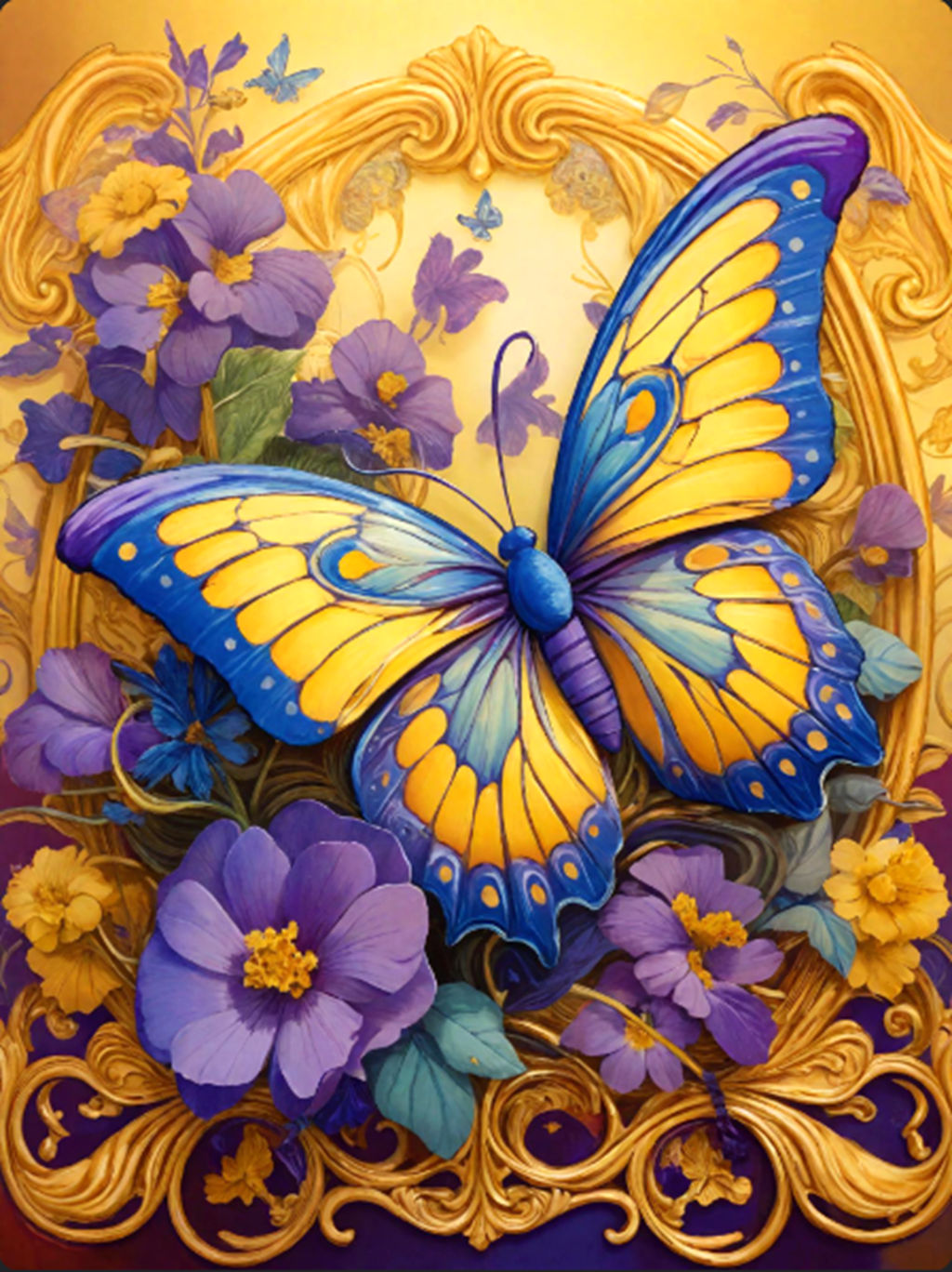 A Colorful Butterfly on a Purple Flower