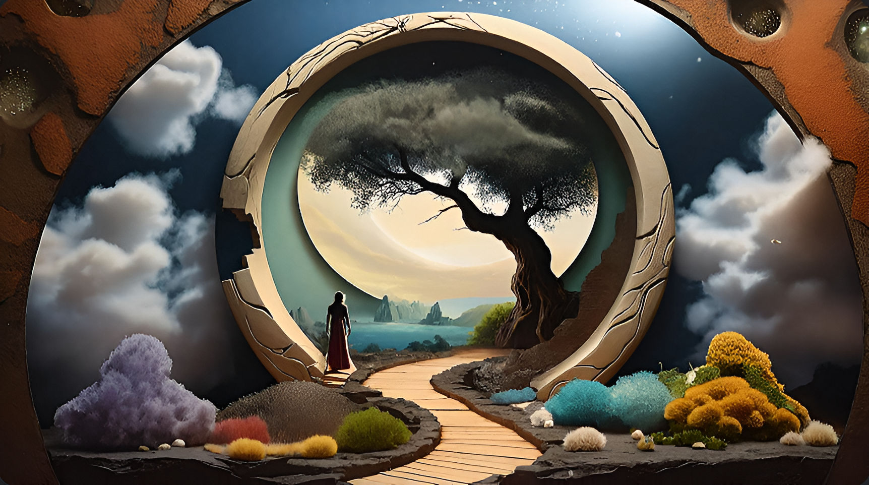 A Cracked Open Half-Circular Yin-Yang Ancient Stargate