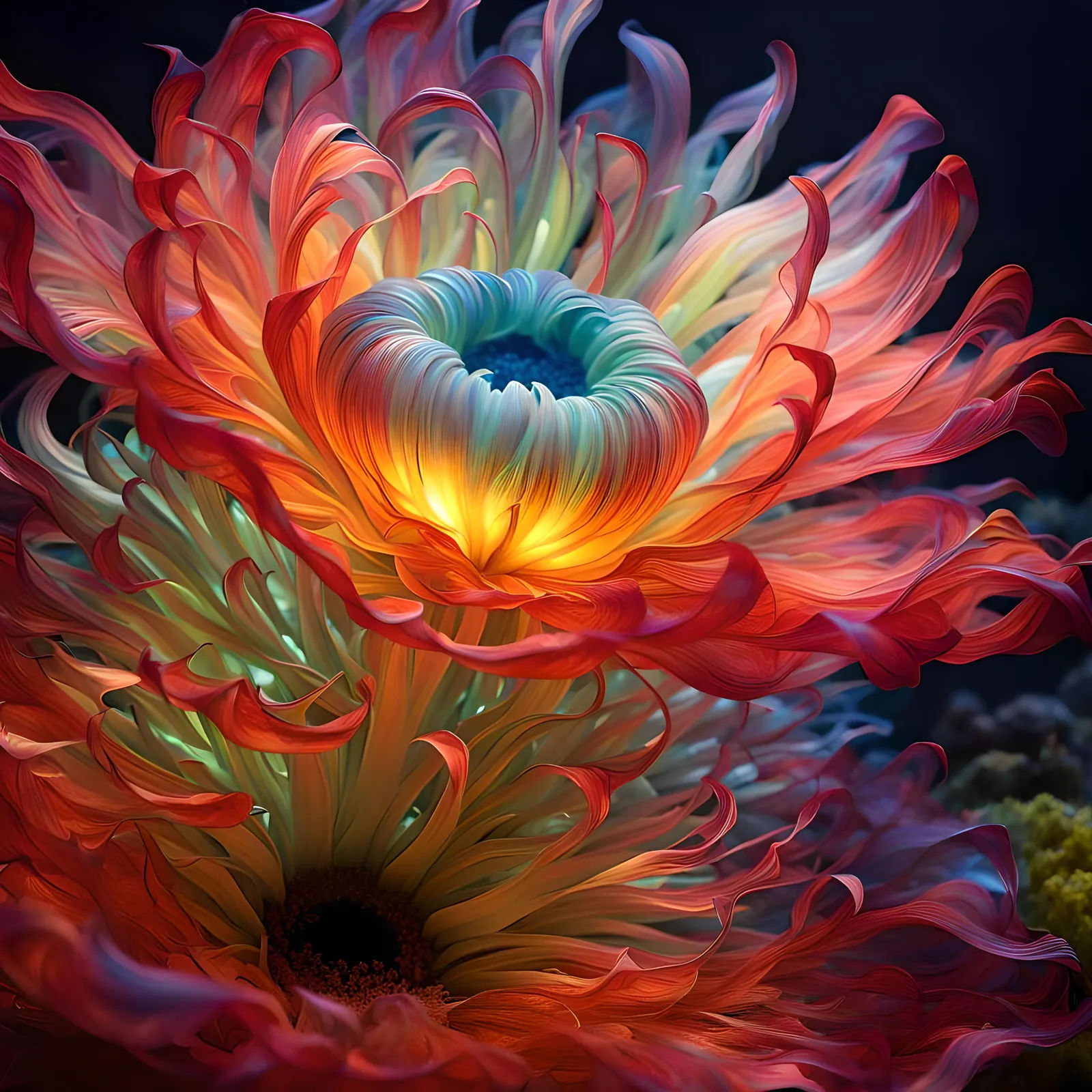 Luminous Baroque Flower with Gradating Petals