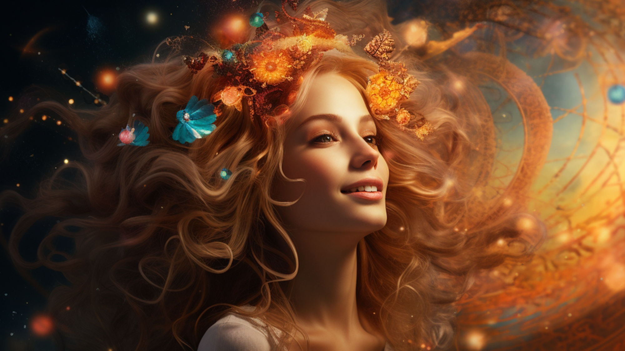 Dreamlike Fantasy Portrait in Vibrant Oil Painting