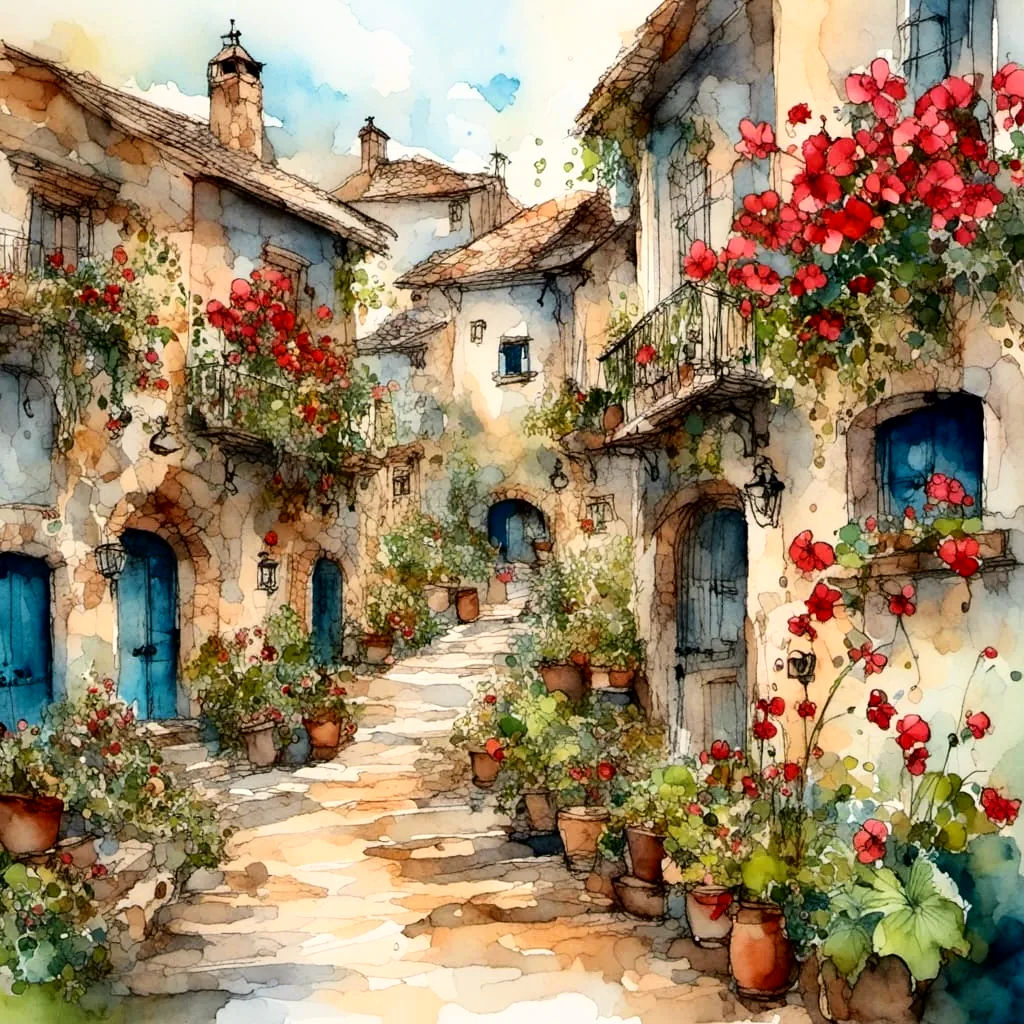 Alleyway in a Charming Village in Spain