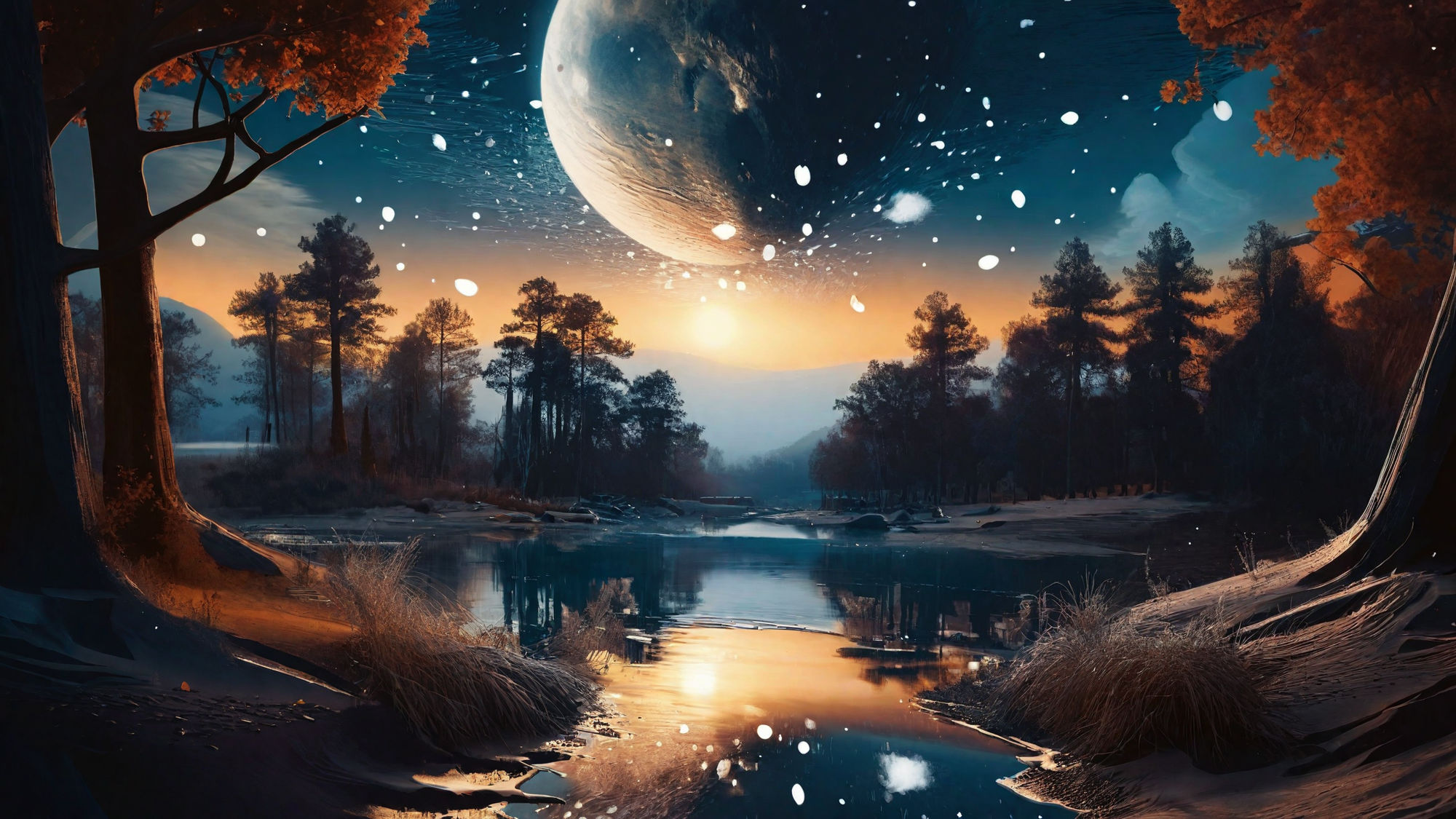 Landscape With a River, Forest, and Crescent Moon